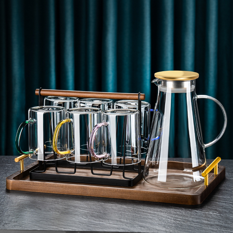 Taza de vidrio de alta sensación resistente al calor simple taza de leche taza de agua para beber taza de té verde sala de estar hogar set de agua