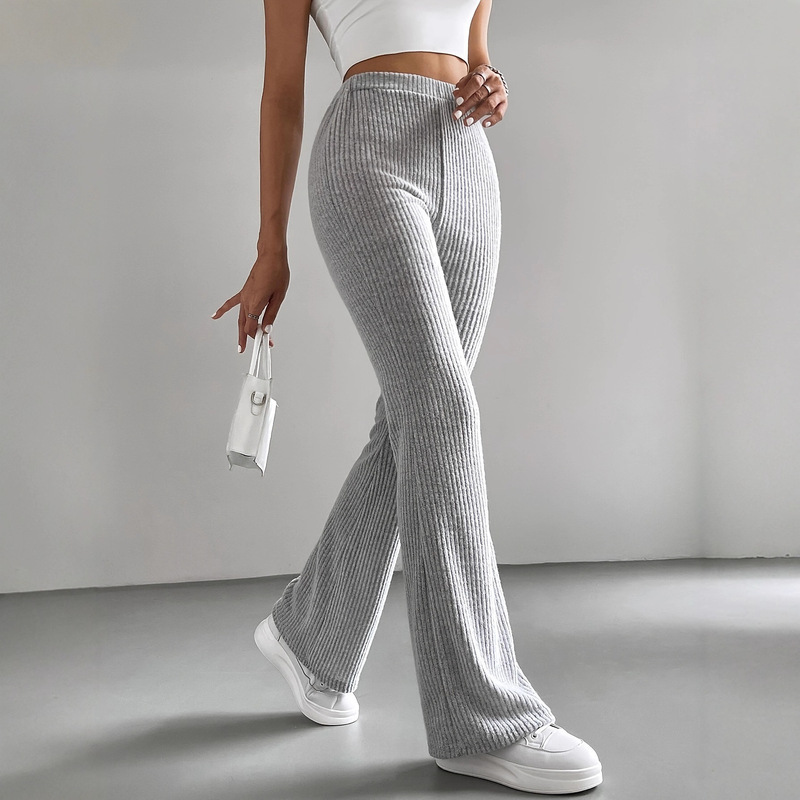 2026 Cross-Border Spring and Autumn New Flared Pants for Women, Solid Color Casual Pants, Ribbed Knit, Fashionable Versatile Slim-Fit Long Pants 2026 Cross-Border Spring and Autumn New Flared Pants for Women, Solid Color Casual Pants, Ribbed Knit, Fashionable Versatile Slim-Fit Long Pants
