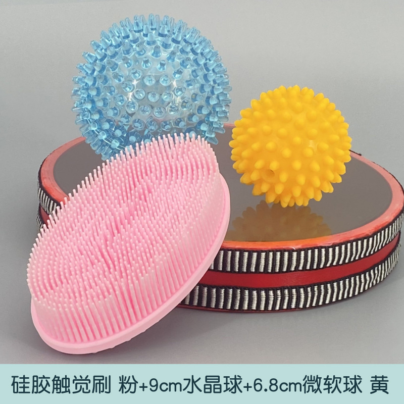 cepillo táctil tacto bola de masaje tacto niños entrenamiento sensorial tacto bola de baño acariciar juguetes equipo de rehabilitación W