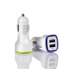 2USBLED带灯双U方形火箭车充发光多功能车载充电器car Charger