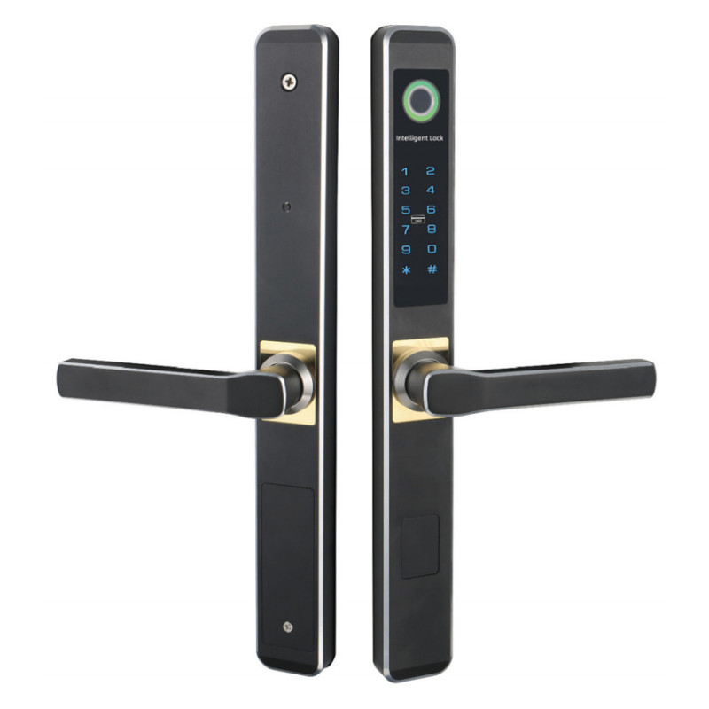 Kebei escudo B05 pantalla ventana de aluminio cerradura de huella digital impermeable al aire libre puerta de patio Puerta de aleación de aluminio cerradura de contraseña borde estrecho cerradura inteligente