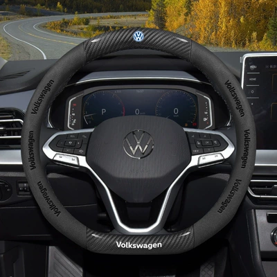 Steering Wheel Cover Magotan B8: Steering wheel cover - type-d-carbon-fiber-pattern-suede-black-default