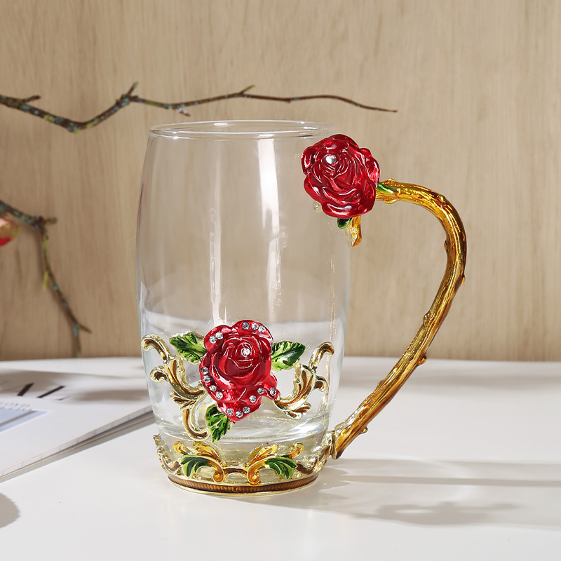 Hitzebeständige Glastasse Mit Floralem Emaille-design_voghion.com
