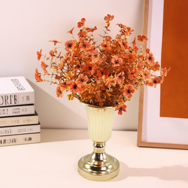 Amazon otoño flor artificial flor falsa artificial 7 tenedores eucalipto color otoñal violeta traje decoración flor decorativa
