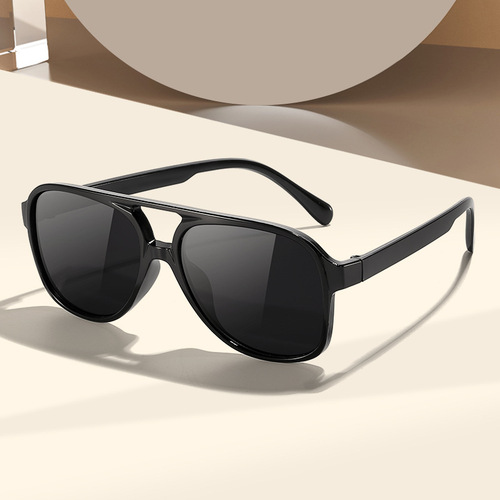Eurasian Cross-border Retro Double-Bridge Sunglasses 2024 New Trend Ins Personality Large Frame Vlogger Same Version Frogskin Sunglasses