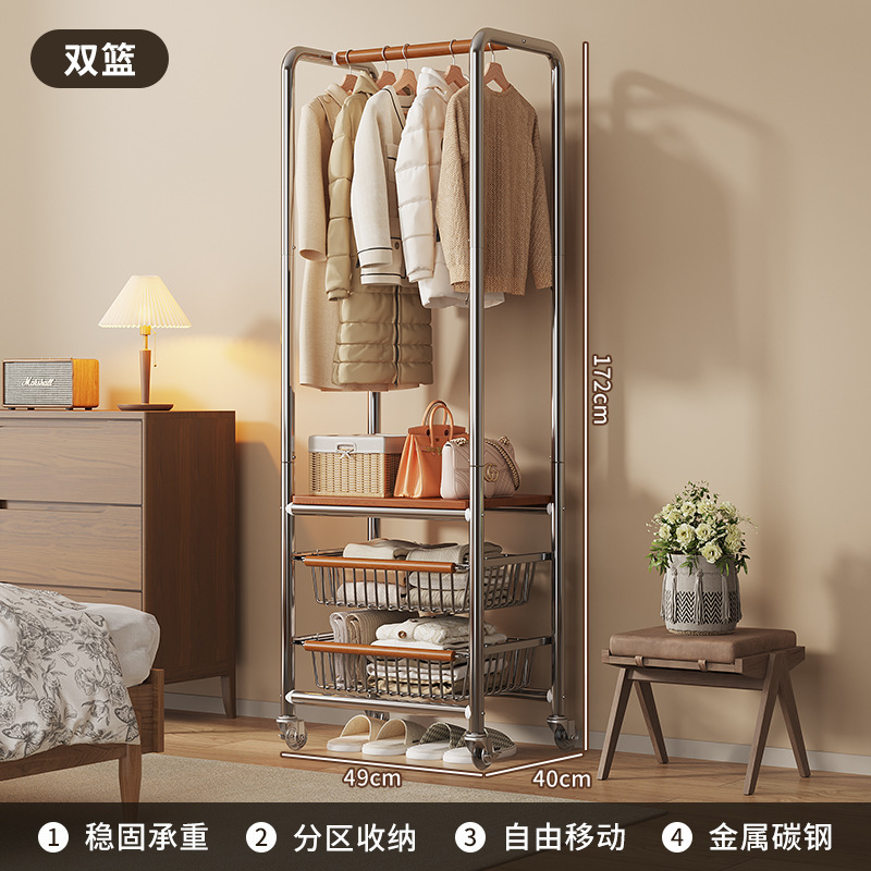 可動物干しラック、ルームハンガー、床置き寝室コートラック、アンティークスタイル屋内収納衣類収納ラック|undefined