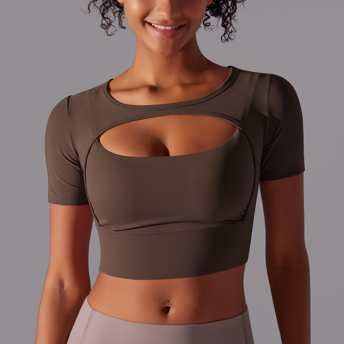 182g Weight Short Sleeve Sleeve Length Pullovers Placket Type Nylon, Spandex Fabric Type Short Top Length T-shirt Tops Type Yoga, Sports Occasion Round Neck Neckline Solid Color Pattern Women Gender Hollow Out Craft Fitness Sport Style Solid Color Nylon Spandex Round Neck Hollow Out Active Tops T-shirt 8