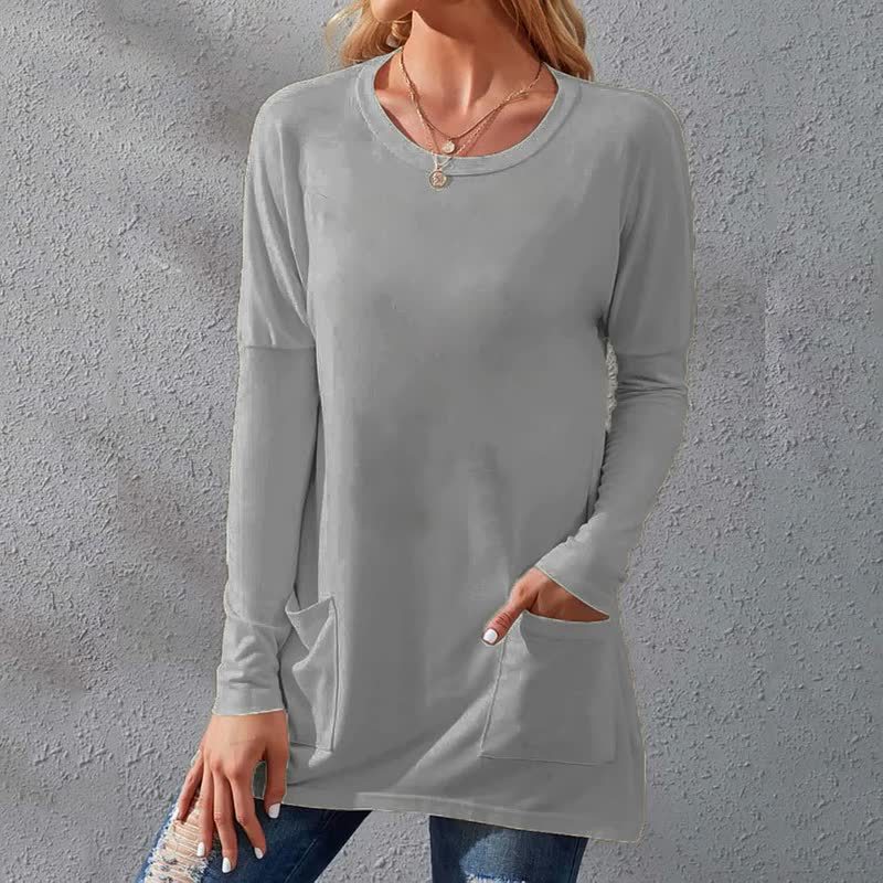 Women's Blouse Long Sleeve Blouses Pocket Fashion Solid Color display picture 2