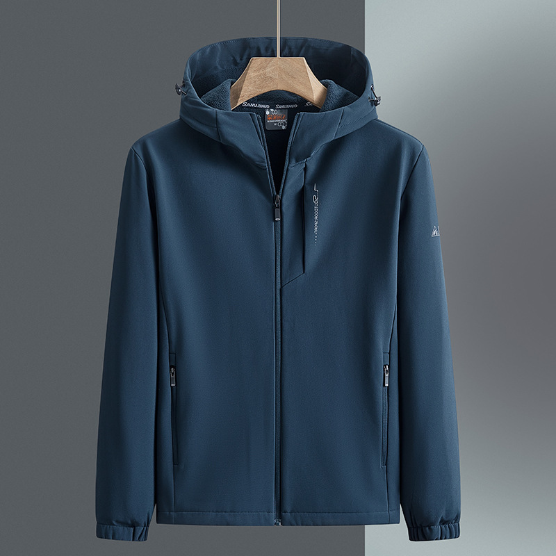 Outdoor Men's Soft Shell Jacket Men's Jacket Autum New Velvet Waterproof Breathable Elastic Outwear Jacket Men 8311