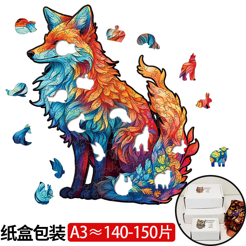  Rompecabezas 3D de madera cortado con láser, diseño de animales, juguete educativo artesanal