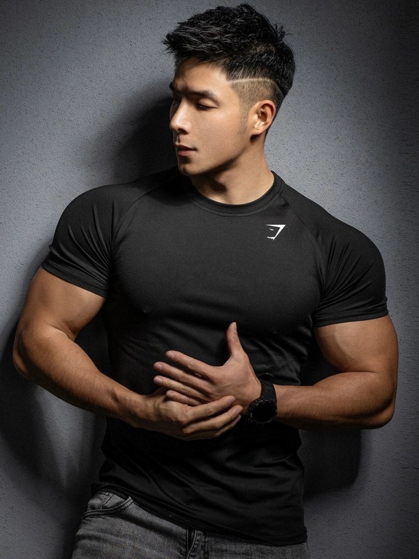 GYMSHARK フィットネス半袖 2025 新しい対外貿易筋肉スポーツタイト Tシャツプリント弾性速乾 Tシャツ|undefined