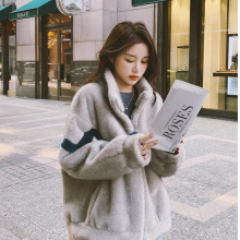 皮毛一体外套女冬2025新款学生短款小个子羊羔毛加绒加厚宽松韩系