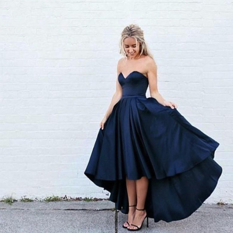 Comercio exterior europeo y americano Amazon AliExpress deseo mujeres vestido de noche sexy tubo superior satén delantero corto volver largo puede ser personalizado
