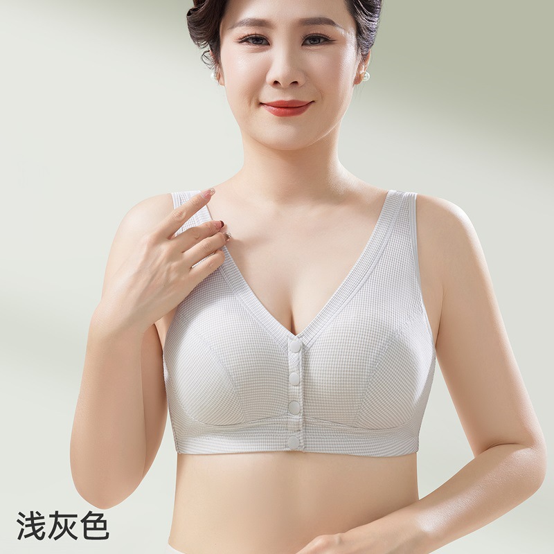 Ropa interior de madre sujetador con hebilla delantera para mujer Sujetador antibacteriano de seda de morera para mujeres de mediana edad y ancianas sin anillo de acero chaleco ropa interior verano