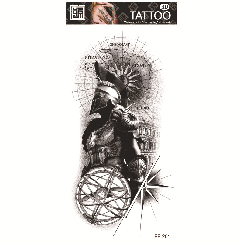 Yuanhua fábrica de pegatinas de tatuaje a prueba de agua en stock al por mayor cabeza de Lobo tótem texto árabe tatuaje pegatinas suministro transfronterizo