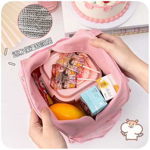 Ins-style cute lunch bag for women, insulated, hand-held, large capacity, office worker meal bag, niche, children's breakfast bento bag