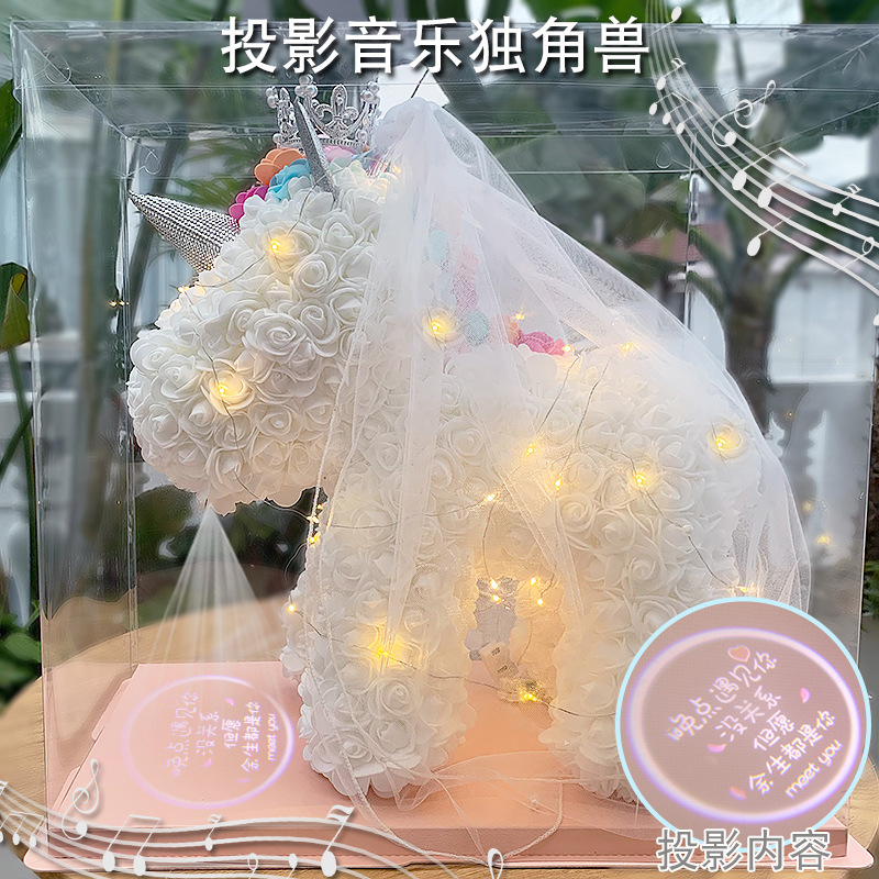 Valentines Day gift Rose Bear unicorn Girlfriend rose Spend eternity unicorn originality gift