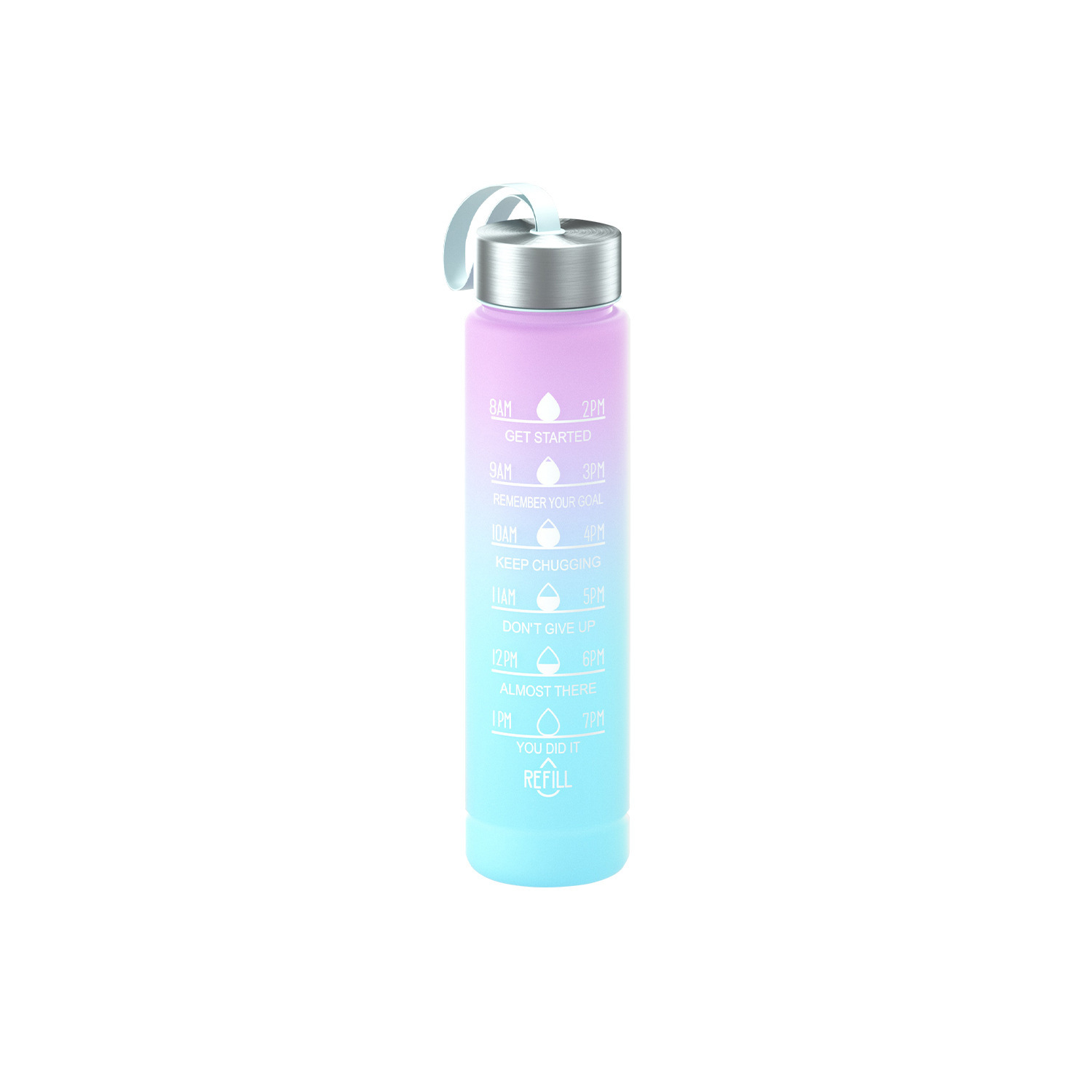 Taza de agua de tres piezas taza de paja de gran capacidad taza de agua de color degradado espacio deportivo olla taza de agua de plástico esmerilado con escala
