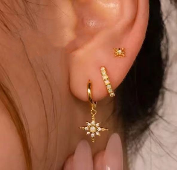 Eight-pointed Star Drop Earrings With Zircon For Women Luxury Style_voghion.com