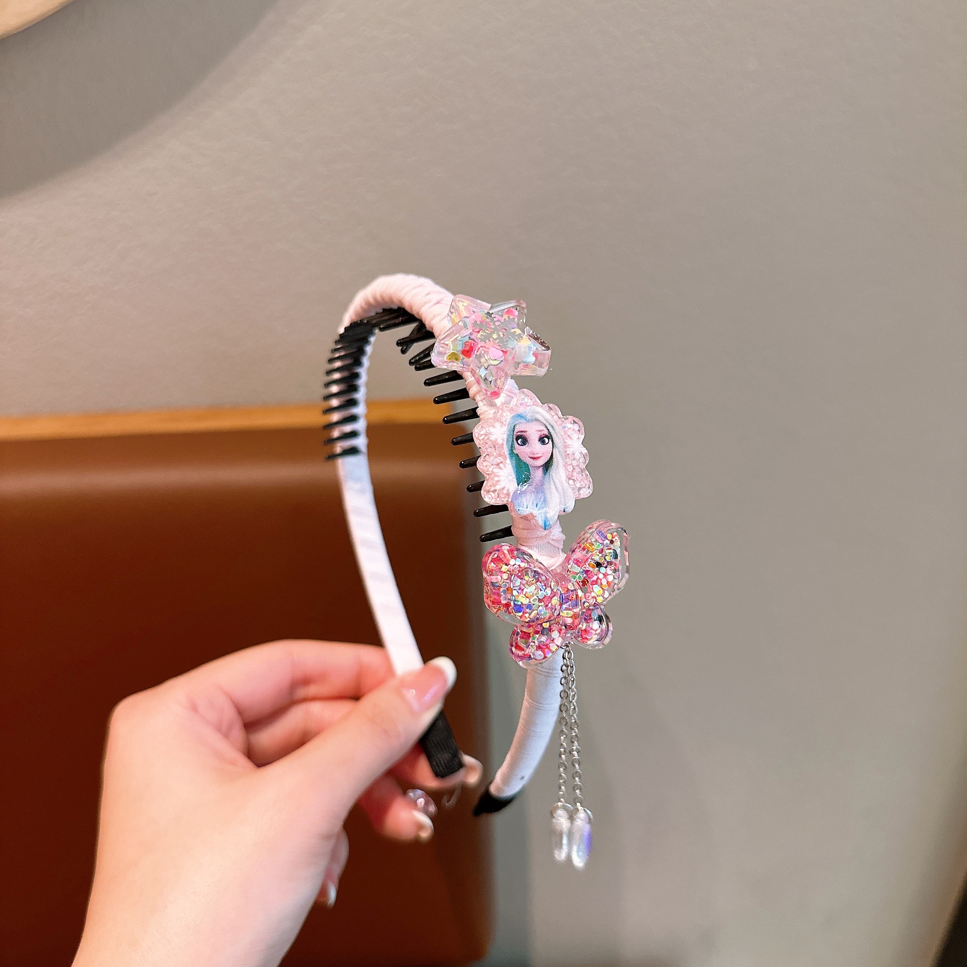 Niños Aisha princesa banda de cabello de niña hielo y nieve con dientes antideslizante banda de cabello acrílico coreano clip de cabello