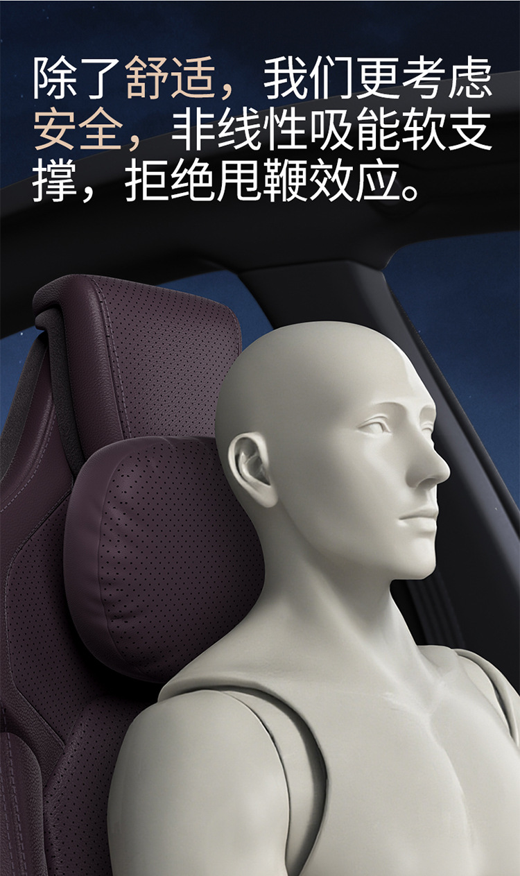 Aichewu Nappa Leather Car Headrest and Lumbar Support, Car Perforated Cushion, Memory Foam Cushion, Car Neck Pillow