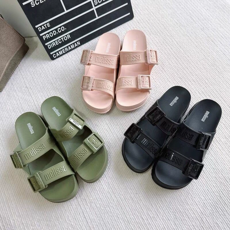 Женские сандалии Melissa 2025, новые летние женские шлепанцы на толстой подошве, повседневные с пряжкой, водонепроницаемые пляжные туфли из желе.