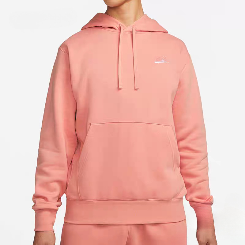 American-style minimalist embroidered logo hoodie, cross-border autumn and winter thickened warm men's casual loose pullover jacket