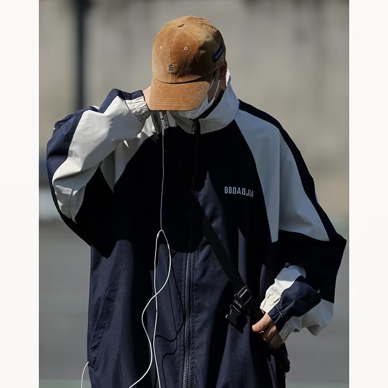 Giacca da baseball con colletto alla coreana, stile casual, alla moda, da uomo, autunno, studente, edizione coreana_voghion.com