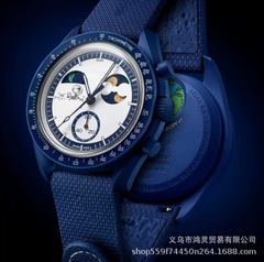 2025年海外貿易人気商品 カップルウォッチ ムーンコラボレーションモデル 宇宙月面着陸任務 6針クロノグラフ クォーツ時計