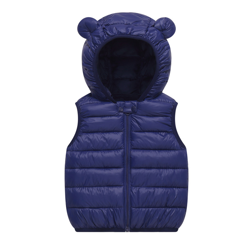Ropa para niños 2025 nuevo estilo de dibujos animados de algodón con capucha chaleco estampado color caramelo abrigo de bebé ligero para niños