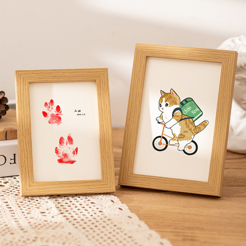 Dog paw print 5 6 inch photo frame pet footprints handprint slime handprint foot print commemorative photo frame factory wholesale Dog paw print 5 6 inch photo frame pet footprints handprint slime handprint foot print commemorative photo frame factory wholesale