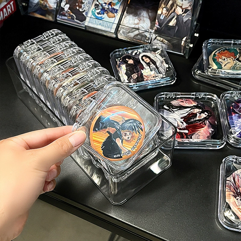 Transparent storage box, acrylic badge, square storage system, protective stand