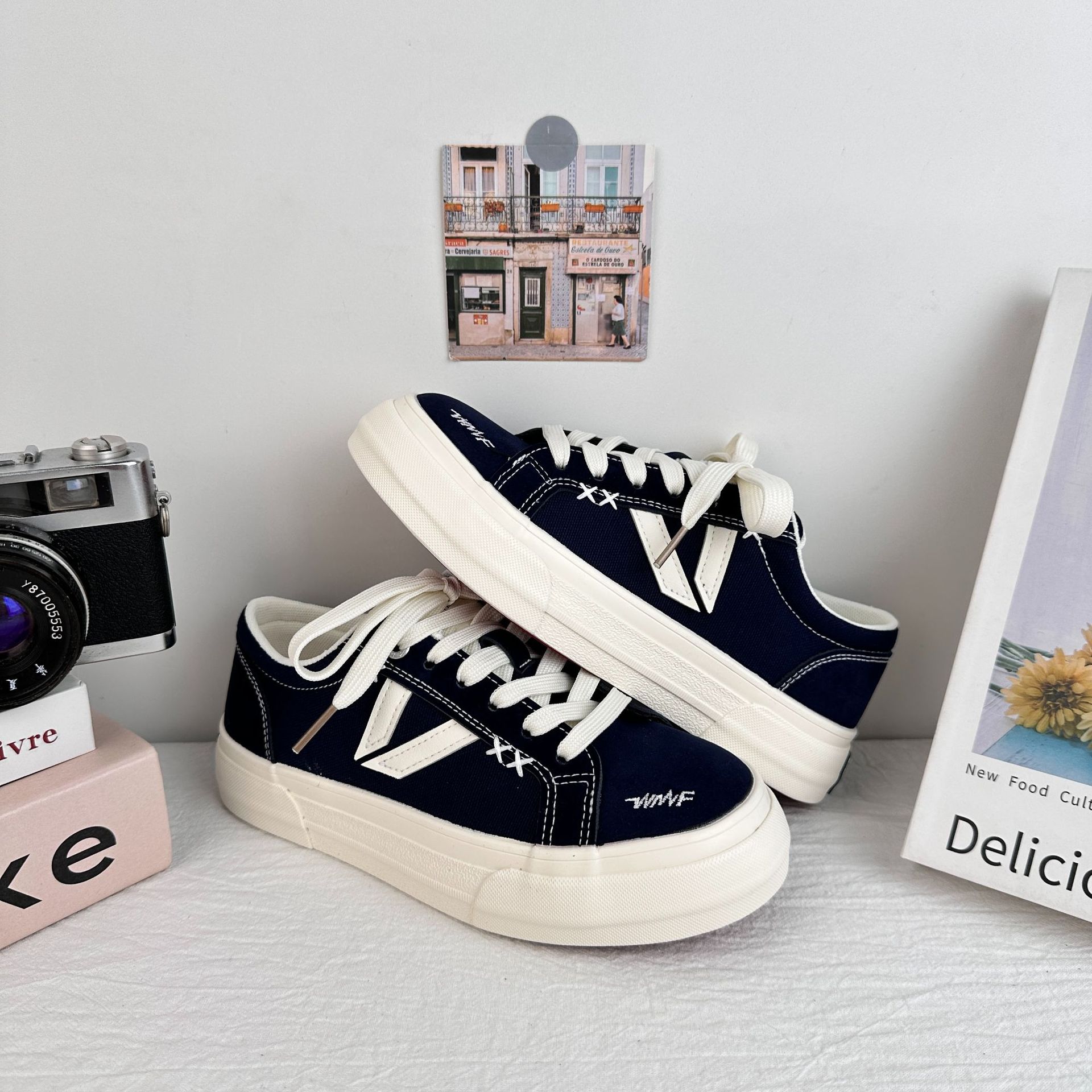 6668 Zapatos de moda de nicho, diseño de cordones de pato mandarín, zapatos de lona retro de todo fósforo, zapatos de moda callejera para hombres y mujeres de todo fósforo, zapatillas de deporte