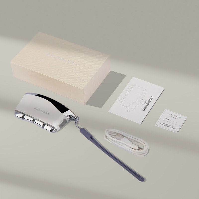 Instrumento de introducción de masaje facial transfronterizo, barra de refuerzo de calentamiento de elevación de aceite esencial, placa de raspado de arena de microcorriente EMS para el hogar al por mayor