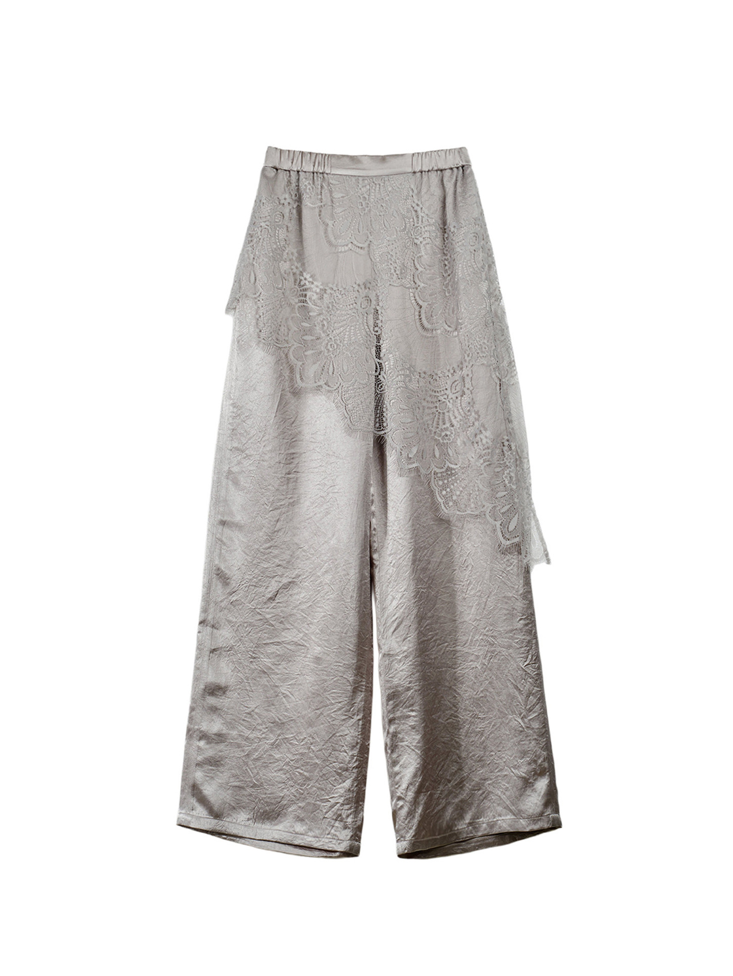 Quần culottes ống rộng ren phối layer phong cách quốc phong mới hè — màu đen, màu hồng, màu trắng, màu xám chi tiết 3