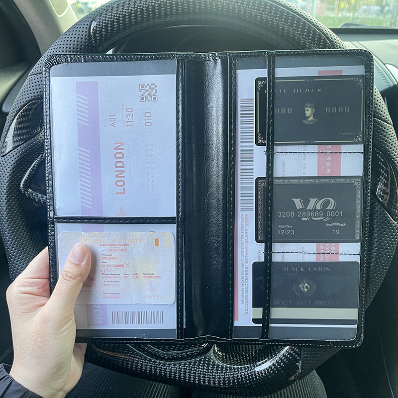 Leather Car Document Holder Card Holder Registration and Insurance Holder Multifunctional Pu Document Folder Wallet