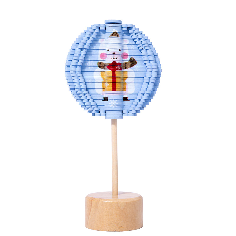 Montessori madera divertido tema de Navidad maquillaje facial Piruleta de doble cara giratoria espiral árbol descompresión educación temprana juguetes educativos