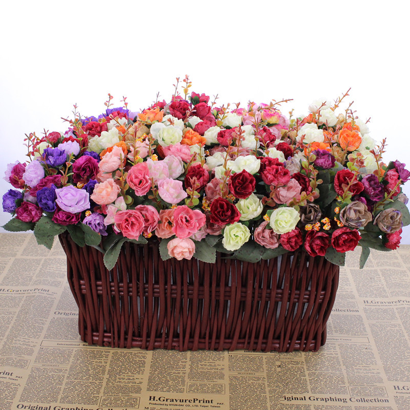 Manufacturer 7-prong 21-carat diamond small rose artificial flower home decor fake flower European-style artificial small rose flower