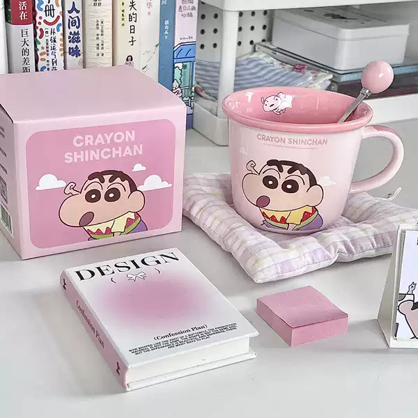 Crayon Shin-new Scerm Cup-Pink+Ball Spoon