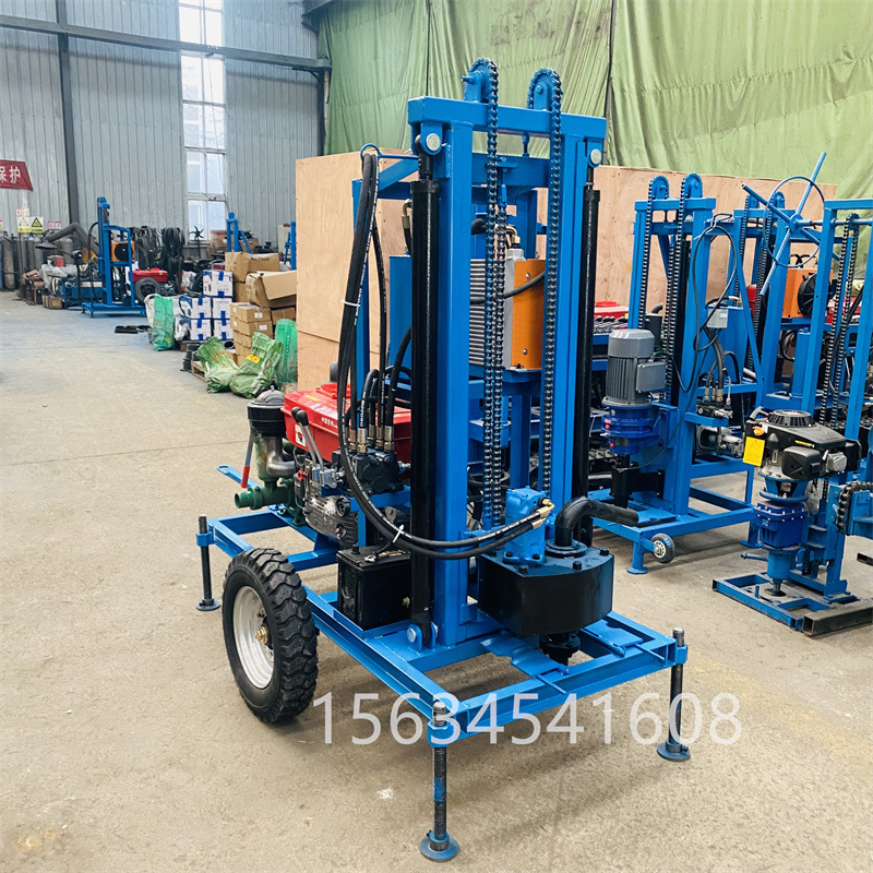 双油缸柴油液压打井机 轮式款小型150米 家用打井设备钻井机