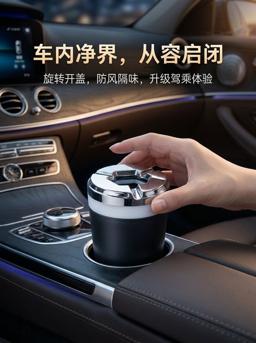 Rotating ashtray, windproof, light luxury, home use, creative, sealed, stylish, personalized, office use, with lid, personalized, car ashtray