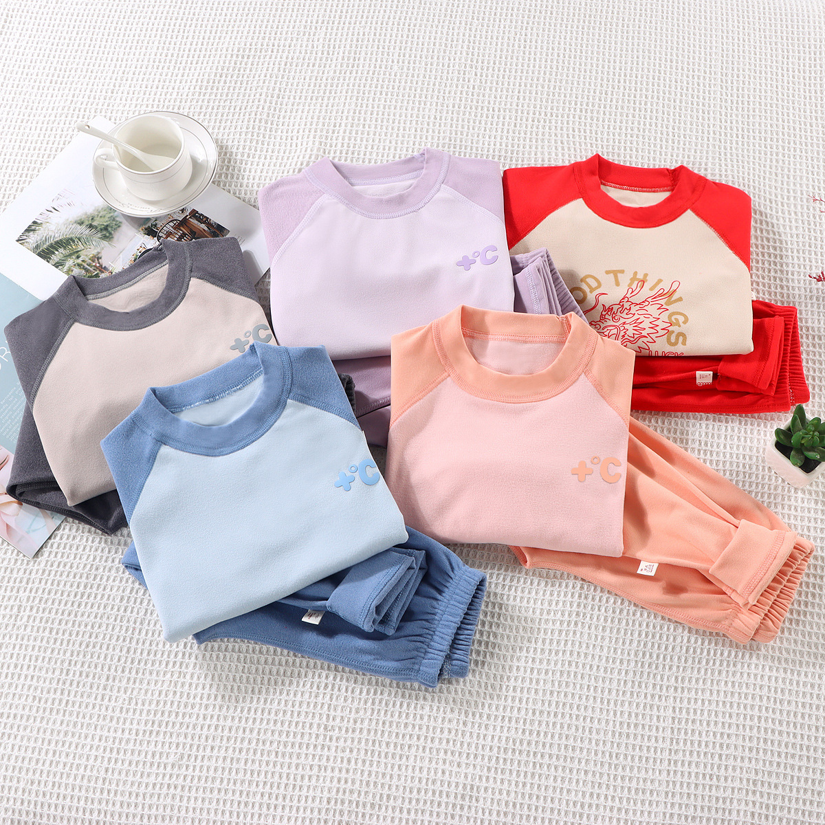 Pijamas infantiles ropa interior cálida bebé chaqueta de invierno pantalones de invierno ropa de hogar de mangas largas para niñas