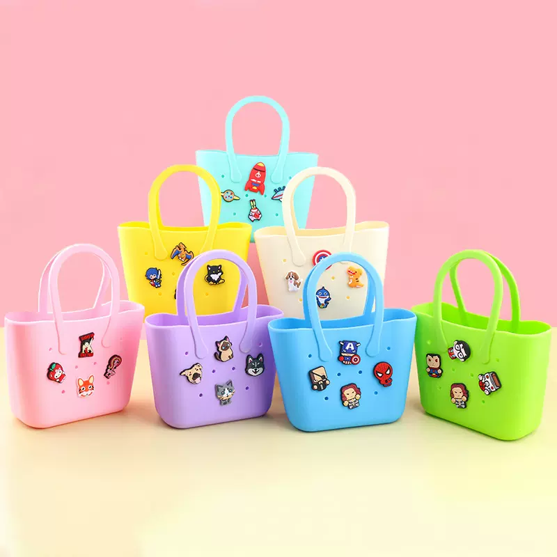 撞色迷你彩色手提硅胶包手机收纳包沙滩包轻便零钱儿童钥匙包批发