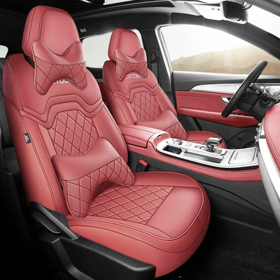 Modelə uyğun (Original) oturacaq örtükləri Seat Covers, Seven-Seater, Suitable for - martha-red-five-seater-full-surround-luxury-edition-specifically-for-jietu-x70-plus-please-specify-year-and-configuration-in-order-notes