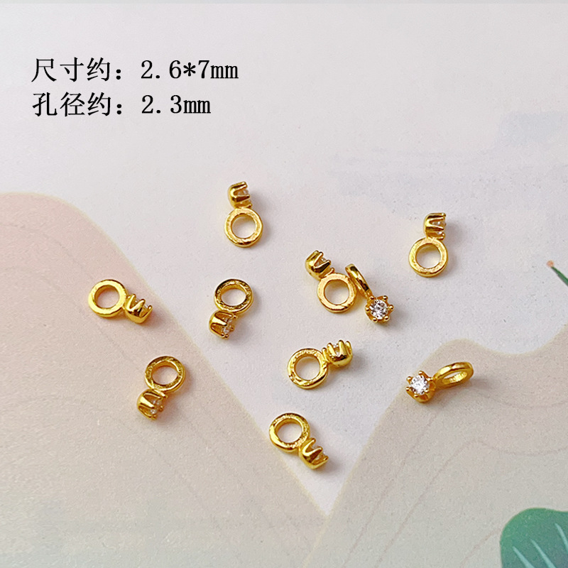 S925 Silver Gold-Plated Peach Heart Gourd Rotating Tube Fish Tail Spacer Bead Accessories Pendant Bracelet Charm DIY New