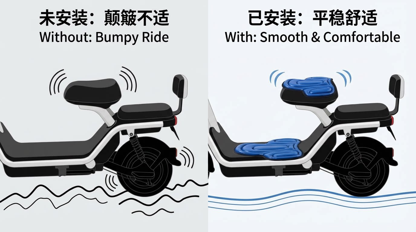 Sun Protection Seat Cushion Cover for Delivery Electric Vehicles, Shock-Absorbing Seat Cushion for Tricycles, Motorcycle Height-Increasing and Thickened Cushion, in Stock