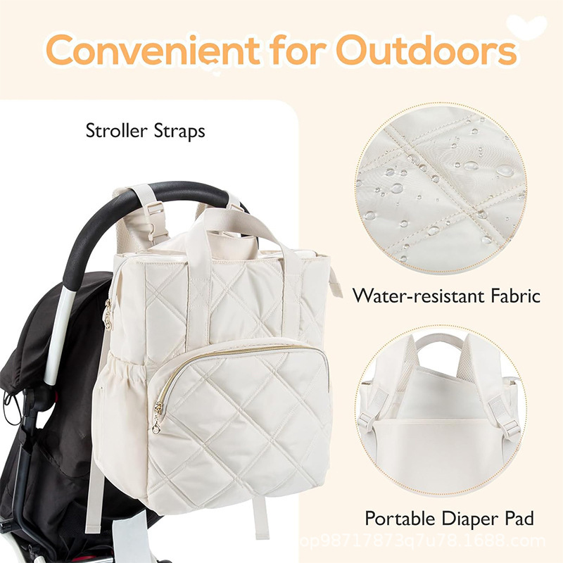 Amazon nueva bolsa de pañales de quilting mochila pequeña mochila de pañales de viaje ligero mini mochila con puerto de aislamiento térmico