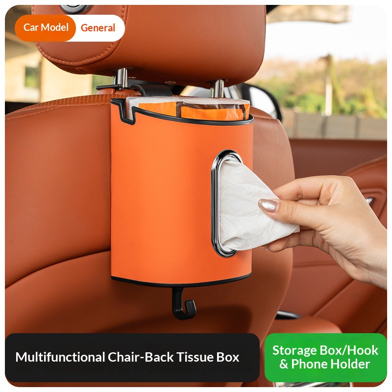 Cross-Border Hot-Selling Car Door Seat Back Multifunctional Tissue Box Trash Can Car Storage Seat Storage Box