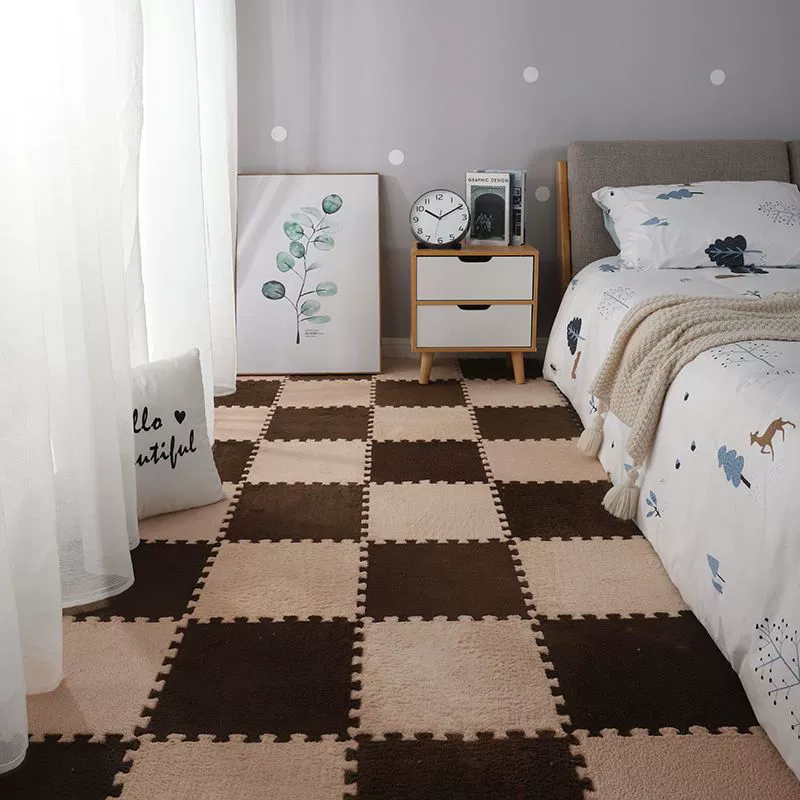 Плоский коврик (INS) 30×30×1.2 см, плюшевые Interlocking плитки для спальни девушки и прикроватной зоны