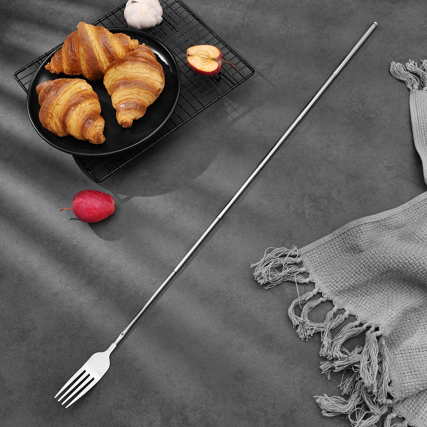 Teleskopisk camping ske og gaffel i rustfrit stål_voghion.com